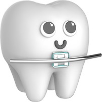 Cute Tooth with Metal Brace